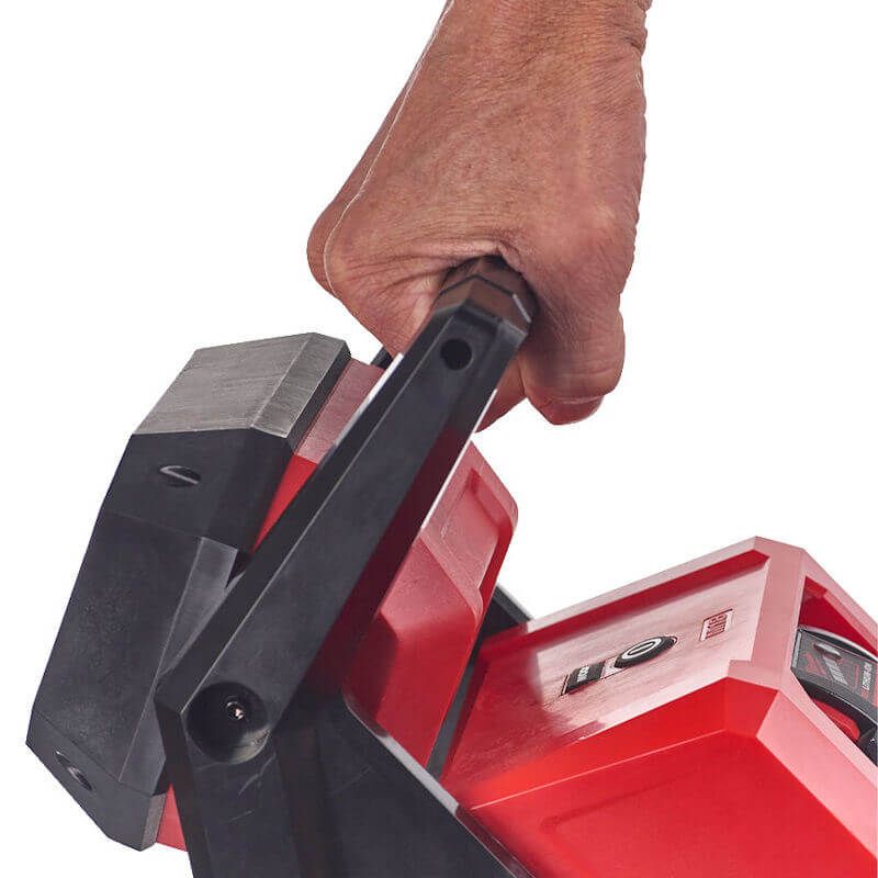 Milwaukee M18 High Output Area Light Handle Close Up Milwaukee M18 High Output Area Light Handle Close Up